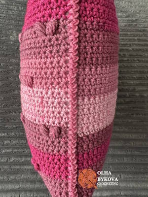 Textured crochet pillow cover with heart pattern back view small size