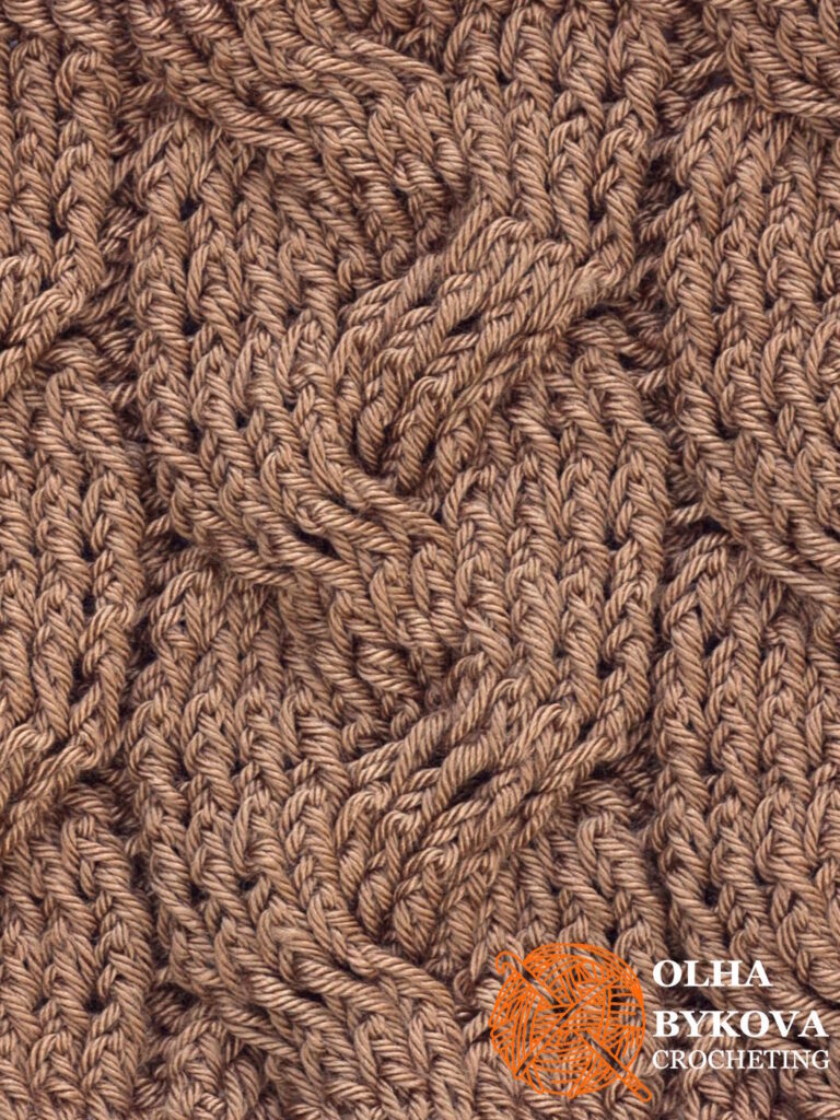 original aran crochet cable stitch pattern – early version of braided crochet cable design