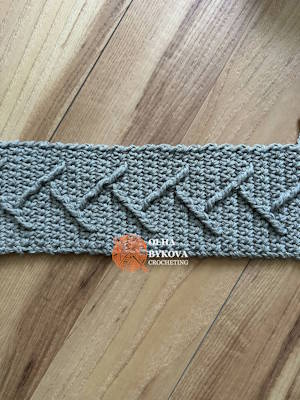 textured crochet swatch of mountain peaks cup cozy with cable and aran style stitches preview