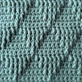 Basket Weave Triangle Crochet Pattern worked in single crochet and front post double crochet stitches, creating a structured geometric texture preview