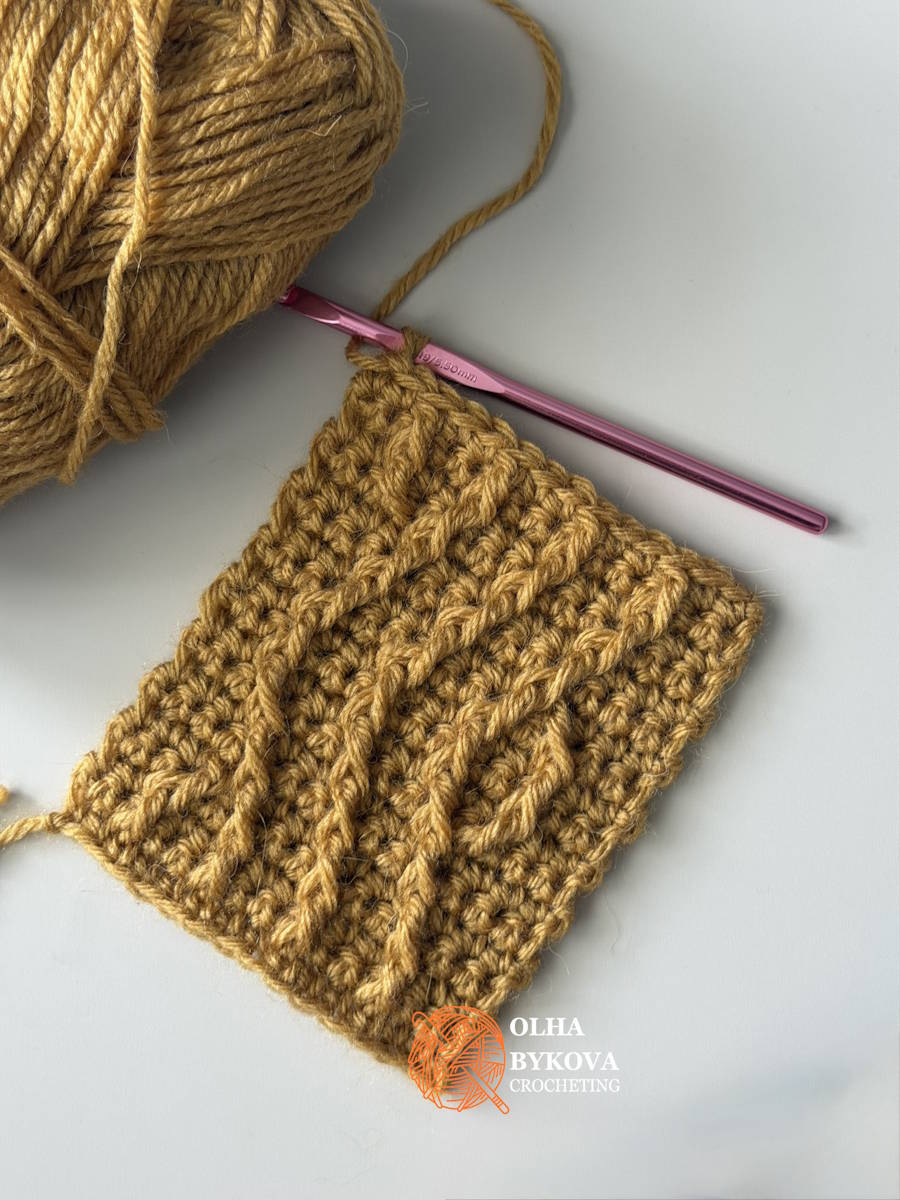 How to crochet a cable headband using front post stitches and Lion Brand Touch of Alpaca yarn