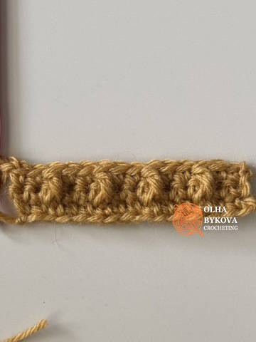 How to crochet a cable headband – Row 3 beginning the raised cable texture
