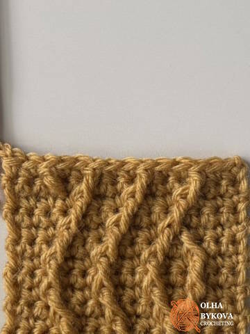 How to crochet a textured ear warmer – Row 17 of the cable pattern repeat
