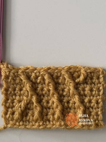How to crochet a textured headband – Row 9 of the raised cable pattern